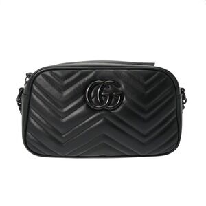 GUCCI GG Marmont Camera Bag Black Leather Shoulder
